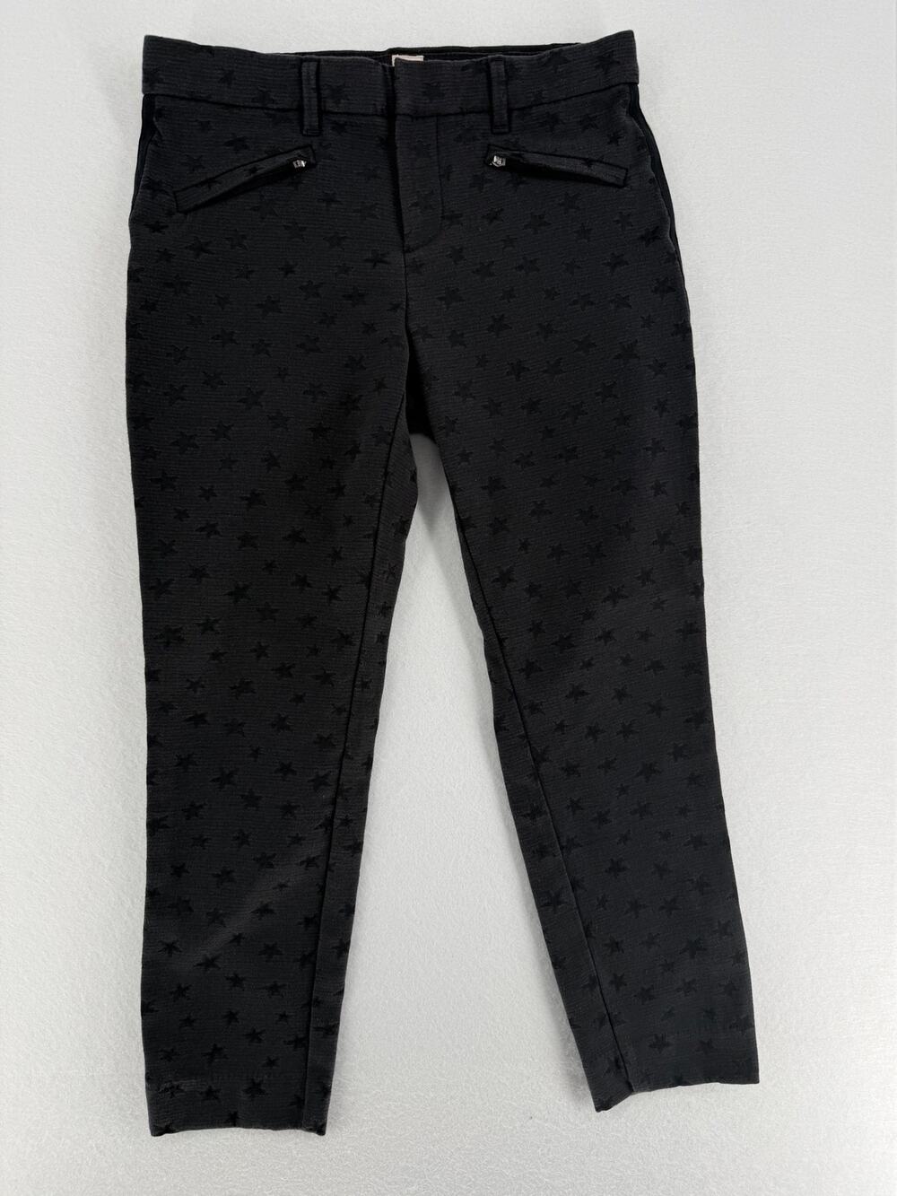 GAP Womens 4P Skinny Ankle Pants Black Star Print Stretch Zip Pocket Petite